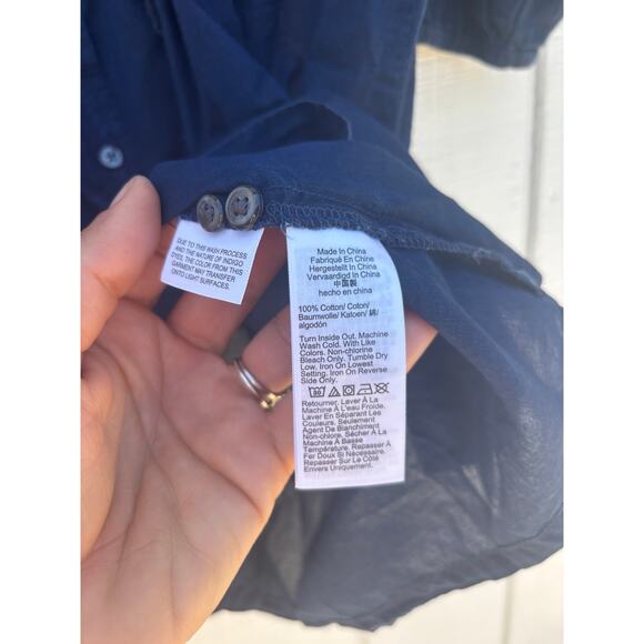 NWT J.Crew Cinched‎ Shirt Dress, Button Down, Indigo Blue, Cotton, Sz M - Picture 7 of 9